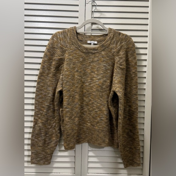 Madewell Space-Dye Pleat-Sleeve Pullover Sweater - Picture 2 of 7